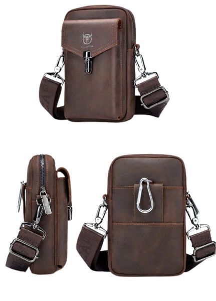 Современная мужская многофункциональная сумка Bull Brown (1232-01) Коричневый - 1232-01 фото