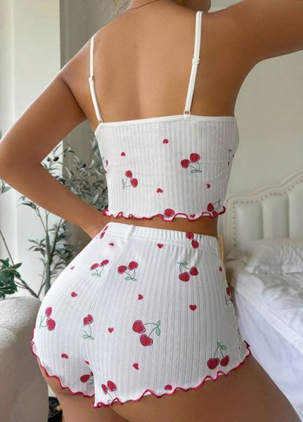 Женская пижама из майки-топа и шортиков Love Cherry (1727-46-02) Белый L 1727-46-02 фото
