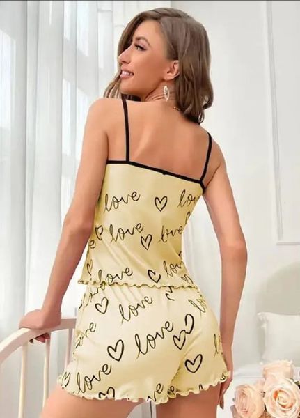 Жіноча піжама з майки-топу та шортиків Love Home (1751-42-01) Кремовий S 1751-42-01 фото