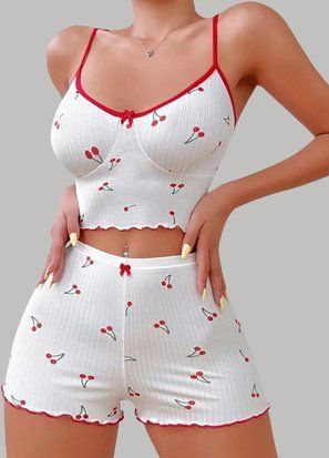 Жіноча піжама з майки-топу та шортиків Perfect Cherry (1939-42) Білий S 1939-42 фото