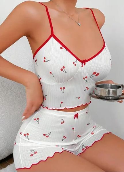 Женская пижама из майки-топа и шортиков Perfect Cherry (1939-42) Белый S 1939-42 фото