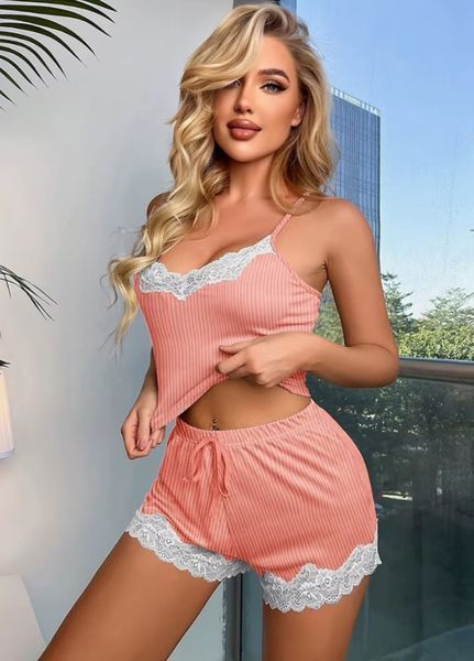 Жіноча піжама з майки-топу та шортиків Wonderful Comfort (2175-44-01) Пудровий 44 Macarena (L) 2175-44-01 фото