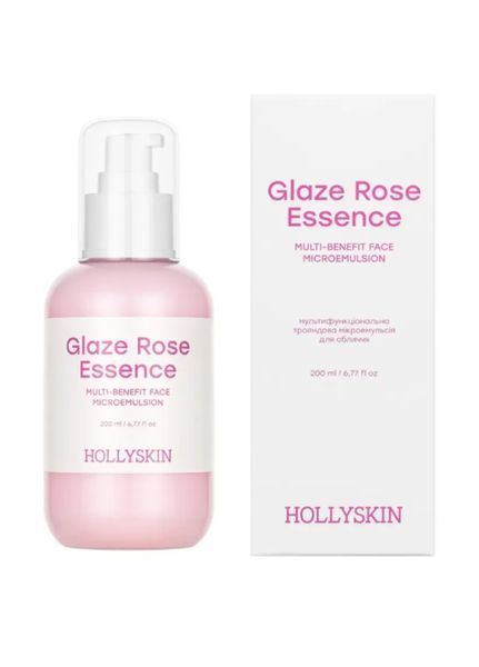 Мультифункциональная розовая микроэмульсия для лица Glaze Rose Essence (2104-01) Комбинированный 200 мл Hollyskin (200 мл) 2104-01 фото