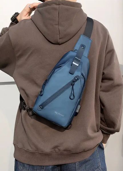 Універсальна чоловіча багатофункціональна сумка Navy Blue Modern Classic (1358-03) Синій - 1358-03 фото