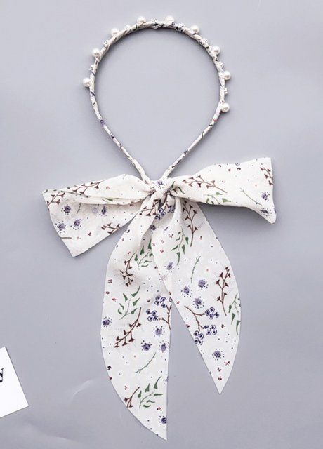 Женский обруч для волос Pearls and Flowers (1914-01) Молочный - 1914-01 фото