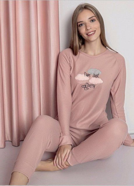 Женская пижама домашний костюм с длинным рукавом Облака (1397-48) Синий XL 1396-44 фото
