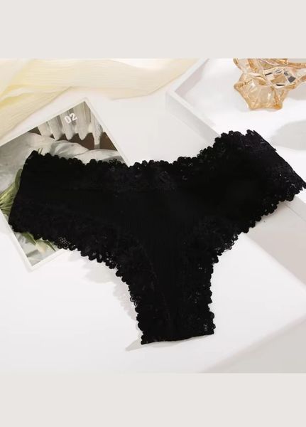 Жіночі бавовняні трусики бразиліани з мереживом Comfort Autumn (1388-42-02) Чорний S 1388-42-02 фото