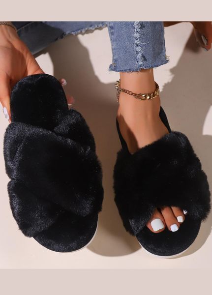 Жіночі домашні капці з штучного хутра Fluffy Comfort (1994-40-41-02) Чорний 40-41 1994-40-41-02 фото