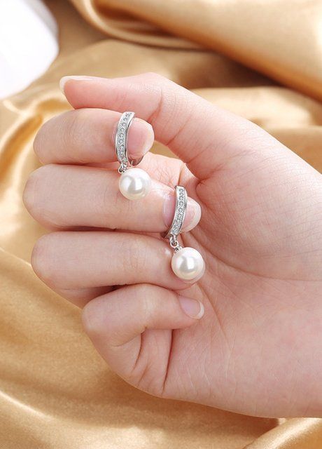 Жіночі сережки Classic Pearl (1573-01) Срібний - 1573-01 фото